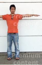 Whole Body Man T poses Asian Casual Slim Street photo references