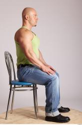 Whole Body Man Artistic poses White Casual Muscular Bald