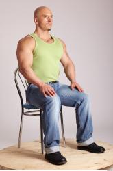 Whole Body Man Artistic poses White Casual Muscular Bald