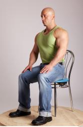 Whole Body Man Artistic poses White Casual Muscular Bald