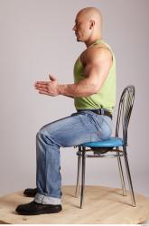 Whole Body Man Artistic poses White Casual Muscular Bald