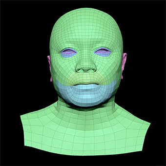 Head Woman Black Bald 3D Retopologised Heads