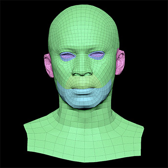 Head Man Black Bald 3D Retopologised Heads