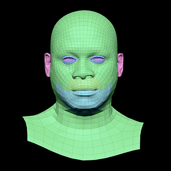 Head Man Black 3D Retopologised Heads