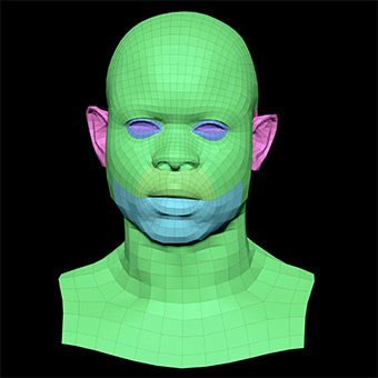 Head Man Black 3D Retopologised Heads